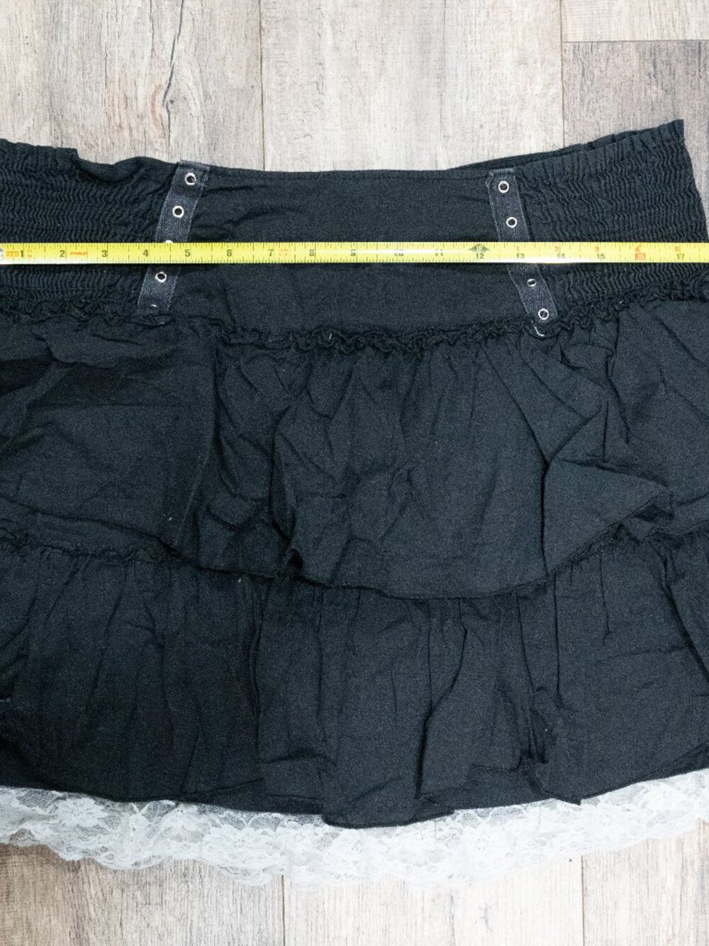Vintage Y2K Morbid Threads Black Ruffle Lace Goth Mini Skirt Hot Topic - no size